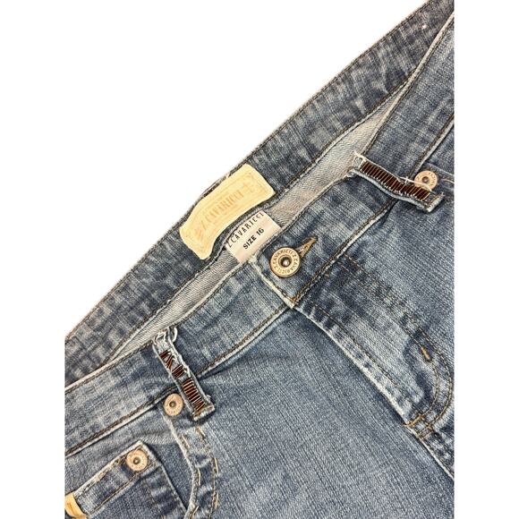 Vintage Z Cavaricci Jeans Embroidered Embellished Flowers light wash Sz 16 - Picture 7 of 9